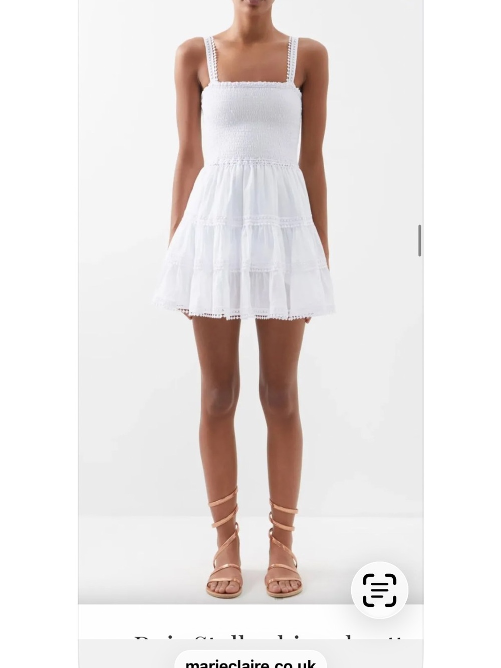 Charo Ruiz Ibiza White Smocked Tiered Mini Dress